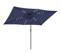 Outsunny 3 x 2 m Garden Parasol Umbrella with LED Solar Light, Parasol Cover, Outdoor Market Patio Umbrella, Navy Blue