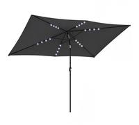 Outsunny 3 x 2 m Garden Parasol Umbrella with LED Solar Light, Parasol Cover, Outdoor Table Market Patio Umbrella Sun Shade with Tilt and Crank, Vent, Black