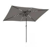 Outsunny 3 x 2 m Garden Parasol Umbrella with LED Solar Light, Parasol Cover, Outdoor Table Market Patio Umbrella Sun Shade with Tilt and Crank, Vent, Dark Grey