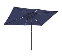 Outsunny 3 x 2 m Garden Parasol Umbrella with LED Solar Light, Parasol Cover, Outdoor Table Market Patio Umbrella Sun Shade with Tilt and Crank, Vent, Navy Blue