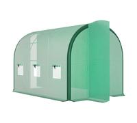 Outsunny 3 x 2(m) Walk-in Polytunnel Greenhouse with Upgraded Structure, 2 Hinged Doors, 6 Mesh Windows, Tunnel Warm House Tent with UV-resistant PE Cover, Green Green