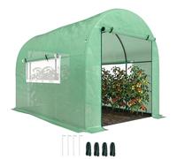 Outsunny 3 x 2 x 2m Polytunnel Greenhouse with Doors and Mesh Windows, Green