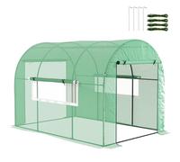Outsunny 3 x 2 x 2m Polytunnel Greenhouse with Doors and Mesh Windows, Green