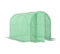 Outsunny 3 x 2 x 2m Polytunnel Greenhouse with Hinged Door, Walk-in Grow House Tent with PE Cover and Galvanised Steel Frame, Green Green