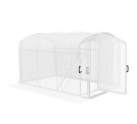 Outsunny 3 x 2 x 2m Polytunnel Greenhouse with Hinged Door, Walk-in Grow House Tent with UV-resistant PE Cover, Galvanised Steel Frame, Clamps, White White