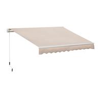 Outsunny 3 x 2m Manual Window Awning Canopy Garden Outdoor Shelter Patio Sun Shade UV Blocker Light Weight Aluminium Frame w/ Hand Crank Beige Beige