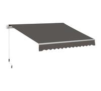 Outsunny 3 x 2m Manual Window Awning Canopy Garden Outdoor Shelter Patio Sun Shade UV Blocker Light Weight Aluminium Frame w/ Hand Crank Grey Grey