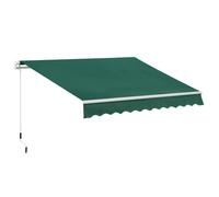 Outsunny 3 x 2m Manual Window Awning Canopy Garden Outdoor Shelter Patio Sun Shade UV Blocker Light Weight Aluminium Frame w/ Hand Crank Green Green