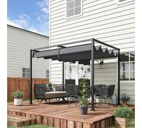 Outsunny - 3 x 2m Metal Pergola Gazebo Patio Sun Shelter Retractable Canopy Grey - Grey