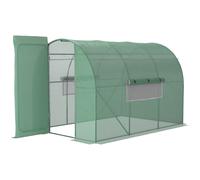 Outsunny Large Polytunnel Walk In Greenhouse, Plant Gardening Tunnel Green House with Metal Hinged Door, Galvanised Steel Frame & Mesh Windows, Green (3 x 2 m) Green