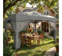 OUTSUNNY 3 x 3.6 m Garden Gazebo with Shelves, UPF50+ Permanent Gazebo in Dark Grey | Size: 3m x 4m Outsunny Dark Grey 3m x 4m
