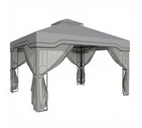 Outsunny 3 x 3.6 m Outdoor Garden Gazebo with Post Shelves, UPF50+ Patio Permanent Pavilion with Hook, Dark Grey