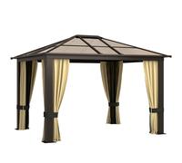Outsunny 3M X 3.6M Aluminium Gazebo Canopy Patio Marquee Party Tent Outdoor - Brown, Brown