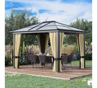Outsunny 3 X 3.6M Hardtop Gazebo Canopy With Mosquito Netting And Curtains