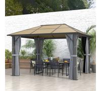 Outsunny Polycarbonate Hardtop Gazebo With Aluminium Frame And Curtains In Grey Grey