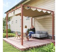 Outsunny 3 X 3(M) Aluminium Garden Pergola With Retractable Roof, Natural