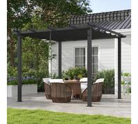 Outsunny Aluminium Pergola with Retractable Roof - Garden Gazebo Canopy | TJ Hughes Black