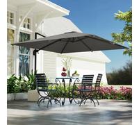 Outsunny 3 x 3 m Cantilever Parasol, Square Patio Umbrella with Crank Handle, Grey