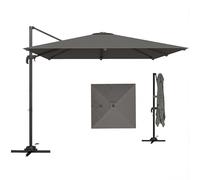 Outsunny 3 x 3 m Cantilever Parasol, Square Patio Umbrella with Crank Handle, Cross Base and Tilt, Garden Parasol for Outdoor Sun Shade with 360° Rotation, Dark Grey