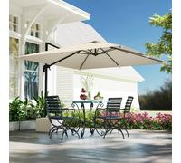 OUTSUNNY 3 x 3 m Cantilever Parasol, Square Patio Umbrella with Crank Handle in Khaki Outsunny Khaki