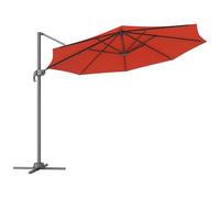 Outsunny 3 x 3(m) Cantilever Parasol with Cross Base, Garden Umbrella with 360° Rotation, Crank Handle and Tilt for Outdoor, Patio, Orange
