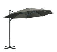 Outsunny 3 x 3(m) Cantilever Parasol with Cross Base, Garden Umbrella with 360° Rotation, Crank Handle and Tilt for Outdoor, Patio, Grey