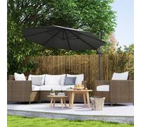 Outsunny 3 x 3(m) Cantilever Parasol with Cross Base, Garden Umbrella with 360° Rotation, Crank Handle and Tilt for Outdoor, Patio, Cream White - Black - Φ294 x 248H cm