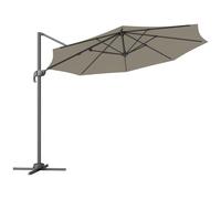 Outsunny 3 x 3(m) Cantilever Parasol with Cross Base, Garden Umbrella with 360° Rotation, Crank Handle and Tilt for Outdoor, Light Grey