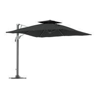 Outsunny 3(m)Garden Parasol Patio Umbrella w/ Hydraulic Mechanism Dual Top Grey, Grey