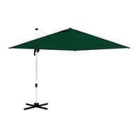Outsunny 3 x 3(m) Cantilever Roma Parasol, Square Garden Umbrella with Cross Base, Crank Handle, Tilt, 360° Rotation and Aluminium Frame, Green