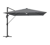 Outsunny 3 x 3 m Garden Cantilever Parasol with Light, Cover, Overhanging Umbrella w/ Wind Protection, 360° Rotation, Light Grey