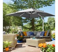 OUTSUNNY 3 x 3(m) Garden Cantilever Roma Parasol w/ 360° Rotation Crank Handle Tilt Grey Outsunny Grey