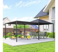 OUTSUNNY 3 x 3(m) Garden Gazebo Canopy with Extendable Awning & Wheels in Dark Grey Outsunny Dark Grey
