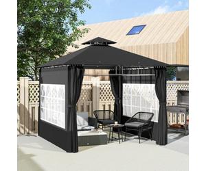 Outsunny 3 X 3 M Garden Gazebo, Outdoor Gazebo Canopy Shelter, Black