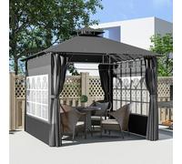 Outsunny 3 x 3 m Garden Gazebo, Outdoor Gazebo Canopy Shelter, Dark Grey