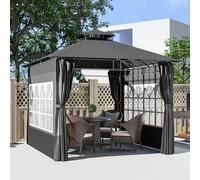 OUTSUNNY 3 x 3 m Garden Gazebo, Outdoor Canopy Shelter, Dark Grey Outsunny Dark Grey