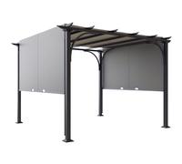 Outsunny 3 x 3(m) Garden Pergola, Outdoor Pergola Gazebo with Adjustable Canopy, Sun Shade Patio Canopy Shelter, Grey Grey