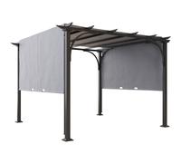 Outsunny 3 x 3(m) Garden Pergola, Outdoor Retractable Pergola Gazebo with Adjustable Canopy, Sun Shade Patio Canopy Shelter, Grey Aosom UK