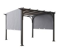 Outsunny 3 x 3(m) Garden Pergola, Outdoor Retractable Pergola Gazebo with Adjustable Canopy, Sun Shade Patio Canopy Shelter, Grey