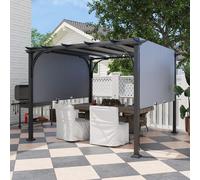 OUTSUNNY 3 x 3(m) Garden Pergola Outdoor Sliding Pergola Gazebo w/ Adjustable Canopy in Grey Outsunny Grey