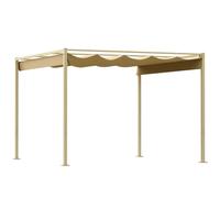 OUTSUNNY 3 x 3(m) Garden Pergola with Retractable Roof, UPF30+, Khaki Outsunny Khaki