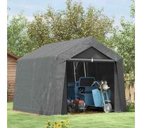 Outsunny 3 x 3(m) Garden Storage Tent, Portable Shed with Heavy Duty Galvanised Steel Frame, Ventilation Window, Roll-up Zipper Door, for Bike, Motorbike, Garden Tools, Dark Grey Dark Grey