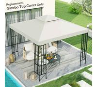 Outsunny 3 x 3(m) Gazebo Canopy Replacement Cover 2-Tier Roof Top Spare Part (TOP COVER ONLY) Dark Grey