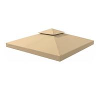 Outsunny 3 x 3 m Gazebo Canopy Replacement Cover ONLY, Beige | 2-Tier Roof Top Spare Part