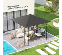 Outsunny 3 x 3(m) Gazebo Canopy Replacement Cover with Drain Holes, Grey, Grey