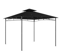 Outsunny 3 x 3 m Gazebo, Garden Gazebo with 2-Tier Roof, Metal Frame, Black