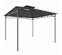 Outsunny 3 x 3 m Gazebo, Garden Gazebo with 2-Tier Roof, Metal Frame, Dark Grey