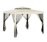 Outsunny 3 x 3 m Gazebo, Netting Party Tent, Patio Canopy Outdoor Event Shelter with Double Tier Roof, Beige