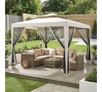 Outsunny 3 x 3 m Gazebo, Netting Party Tent w/ Double Tier Roof, Cream White