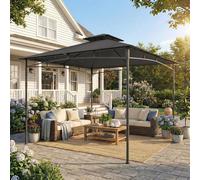 Outsunny 3 x 3 m Gazebo, Outdoor Gazebo Canopy with 2-Tier Roof - 300L x 300W x 285H cm - Gazebo - Dark Grey